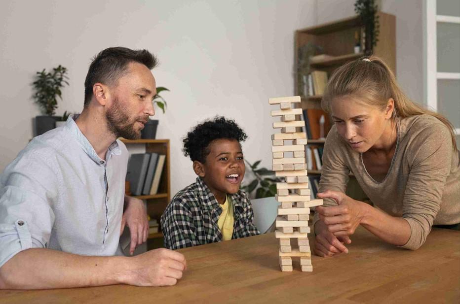 family members playing games